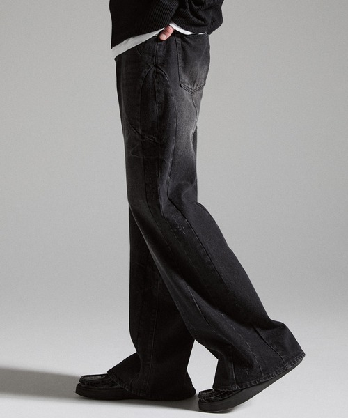 GRANCY（グランシー）の「【GRANCY】Seam Design Wide Straight Denim Pants / シームデザインワイドストレートデニムパンツ（デニムパンツ・メンズ・ブルー/ブラック・S/M/L）」の13枚目の写真