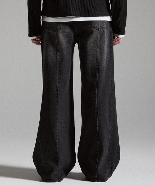 GRANCY（グランシー）の「【GRANCY】Seam Design Wide Straight Denim Pants / シームデザインワイドストレートデニムパンツ（デニムパンツ・メンズ・ブルー/ブラック・S/M/L）」の5枚目の写真