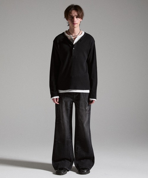 GRANCY（グランシー）の「【GRANCY】Seam Design Wide Straight Denim Pants / シームデザインワイドストレートデニムパンツ（デニムパンツ・メンズ・ブルー/ブラック・S/M/L）」の15枚目の写真