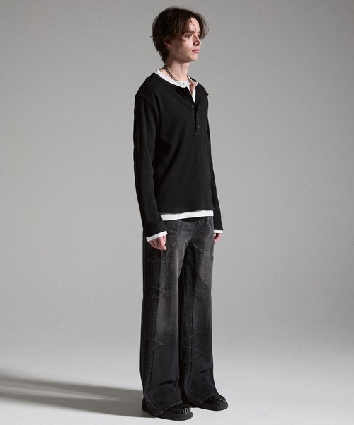 GRANCY（グランシー）の「【GRANCY】Seam Design Wide Straight Denim Pants / シームデザインワイドストレートデニムパンツ（デニムパンツ・メンズ・ブルー/ブラック・S/M/L）」の16枚目の写真