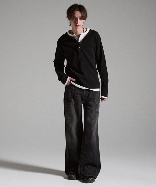 GRANCY（グランシー）の「【GRANCY】Seam Design Wide Straight Denim Pants / シームデザインワイドストレートデニムパンツ（デニムパンツ・メンズ・ブルー/ブラック・S/M/L）」の20枚目の写真