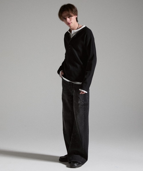 GRANCY（グランシー）の「【GRANCY】Seam Design Wide Straight Denim Pants / シームデザインワイドストレートデニムパンツ（デニムパンツ・メンズ・ブルー/ブラック・S/M/L）」の21枚目の写真