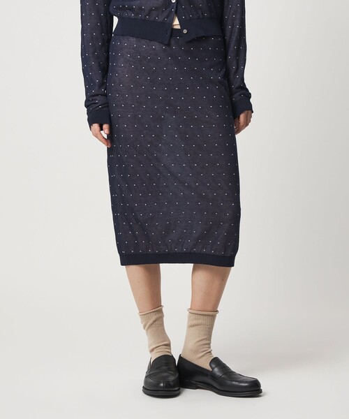 6（ロク）の「＜6(ROKU)＞コットンナイロン ドット ジャガード スカート（スカート・レディース・ネイビー・FREE）」の9枚目の写真