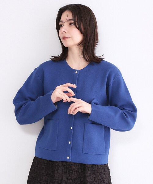 OPAQUE.CLIP（オペークドットクリップ）の「スナップボタンニットカーディガン【洗濯機OK】（カーディガン/ボレロ・レディース・ブラック/グレー/ブルー系その他/ホワイト・42/40/38）」の4枚目の写真