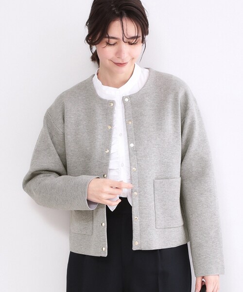 OPAQUE.CLIP（オペークドットクリップ）の「スナップボタンニットカーディガン【洗濯機OK】（カーディガン/ボレロ・レディース・ブラック/グレー/ブルー系その他/ホワイト・42/40/38）」の3枚目の写真
