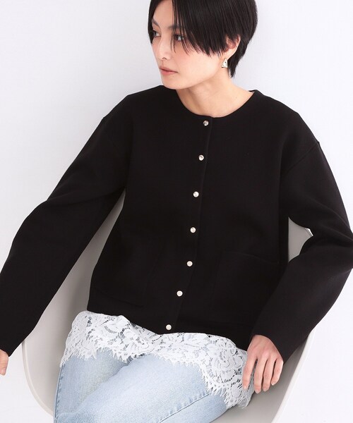 OPAQUE.CLIP（オペークドットクリップ）の「スナップボタンニットカーディガン【洗濯機OK】（カーディガン/ボレロ・レディース・ブラック/グレー/ブルー系その他/ホワイト・42/40/38）」の2枚目の写真