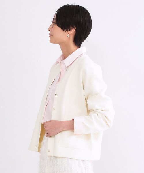 OPAQUE.CLIP（オペークドットクリップ）の「スナップボタンニットカーディガン【洗濯機OK】（カーディガン/ボレロ・レディース・ブラック/グレー/ブルー系その他/ホワイト・42/40/38）」の5枚目の写真