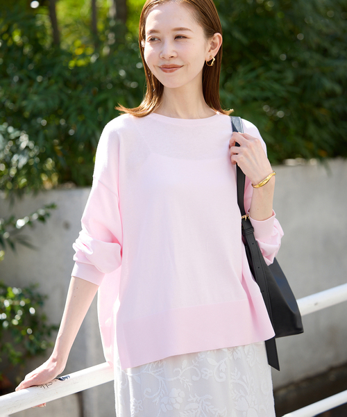 SLOBE IENA（スローブイエナ）の「《シリーズあり》コットンキュプラプルオーバー（ニット/セーター・レディース・ピンク/ベージュ/チャコールグレー/アイボリー・FREE）」の4枚目の写真