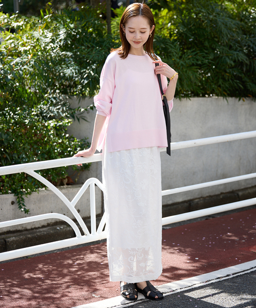 SLOBE IENA（スローブイエナ）の「《シリーズあり》コットンキュプラプルオーバー（ニット/セーター・レディース・ピンク/ベージュ/チャコールグレー/アイボリー・FREE）」の7枚目の写真