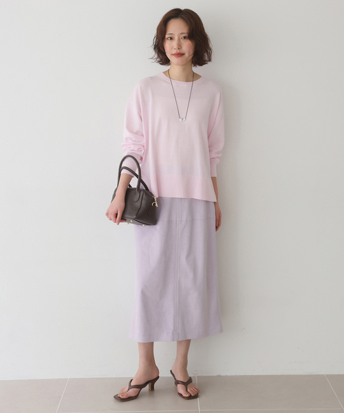 SLOBE IENA（スローブイエナ）の「《シリーズあり》コットンキュプラプルオーバー（ニット/セーター・レディース・ピンク/ベージュ/チャコールグレー/アイボリー・FREE）」の8枚目の写真