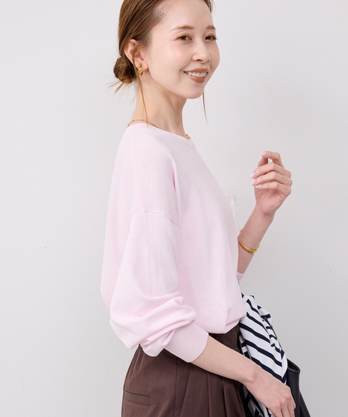 SLOBE IENA（スローブイエナ）の「《シリーズあり》コットンキュプラプルオーバー（ニット/セーター・レディース・ピンク/ベージュ/チャコールグレー/アイボリー・FREE）」の13枚目の写真