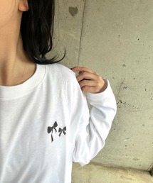シンプルワンポイントリボンデザインロンT/長袖Tシャツ