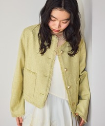 mysty woman | ライトツイードジャケット 660026(ノーカラージャケット)