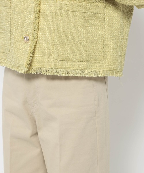 mysty woman（ミスティウーマン）の「ライトツイードジャケット 660026（ノーカラージャケット・レディース・アイボリー/ネイビー/イエロー・FREE）」の16枚目の写真