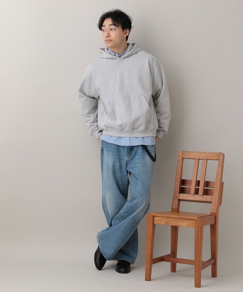 RAGEBLUE(レイジブルー)の「Cropped Color Hoodie Sweat/クロップドカラー裏毛スウェットパーカー(パーカー・メンズ・アッシュグレー/ブラック/ライトグリーン/オレンジ・MEDIUM/LARGE)」の6枚目の写真