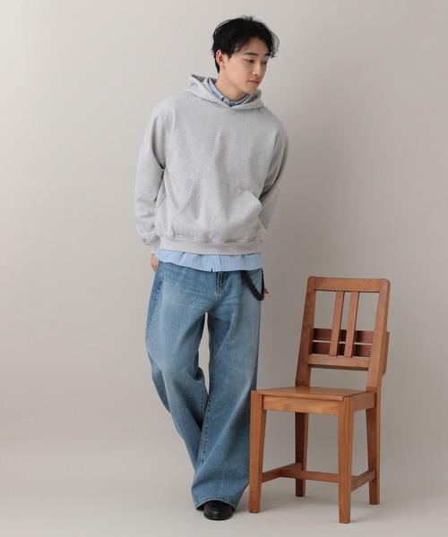 RAGEBLUE(レイジブルー)の「Cropped Color Hoodie Sweat/クロップドカラー裏毛スウェットパーカー(パーカー・メンズ・アッシュグレー/ブラック/ライトグリーン/オレンジ・MEDIUM/LARGE)」の7枚目の写真