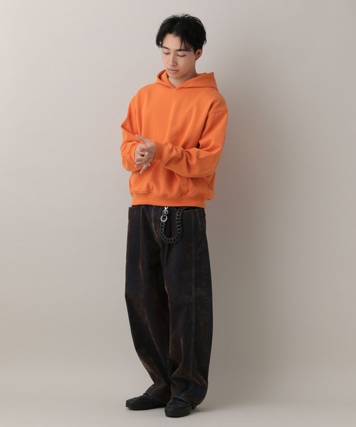 RAGEBLUE(レイジブルー)の「Cropped Color Hoodie Sweat/クロップドカラー裏毛スウェットパーカー(パーカー・メンズ・アッシュグレー/ブラック/ライトグリーン/オレンジ・MEDIUM/LARGE)」の18枚目の写真