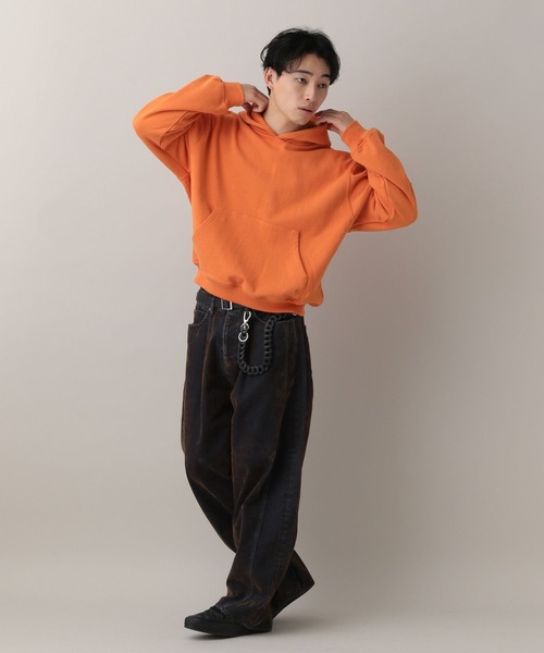 RAGEBLUE(レイジブルー)の「Cropped Color Hoodie Sweat/クロップドカラー裏毛スウェットパーカー(パーカー・メンズ・アッシュグレー/ブラック/ライトグリーン/オレンジ・MEDIUM/LARGE)」の19枚目の写真
