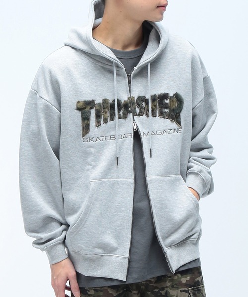 セール】THRASHER (スラッシャー) フロントロゴ ダブルジップ パーカー