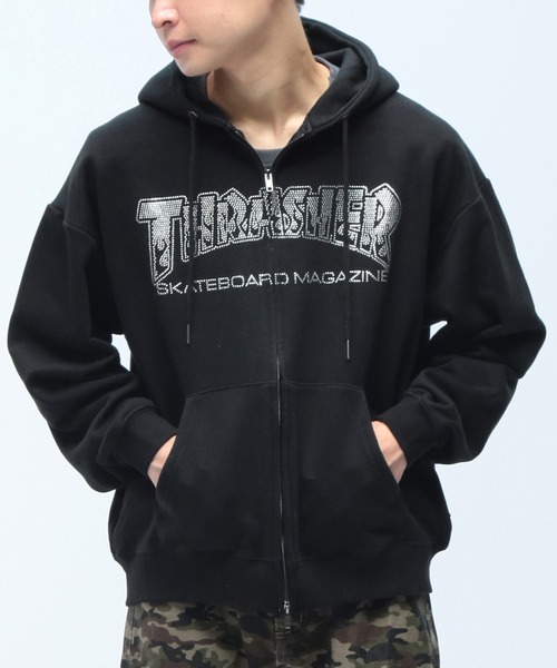 セール】THRASHER (スラッシャー) フロントロゴ ダブルジップ パーカー