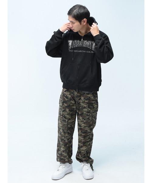 THRASHER(スラッシャー)の「THRASHER (スラッシャー) フロントロゴ ダブルジップ パーカー 長袖 フルジップ TH26SP08(パーカー・メンズ・ブラック/ブラック×シルバー/グレー/ピンク・LL/M/L)」の5枚目の写真
