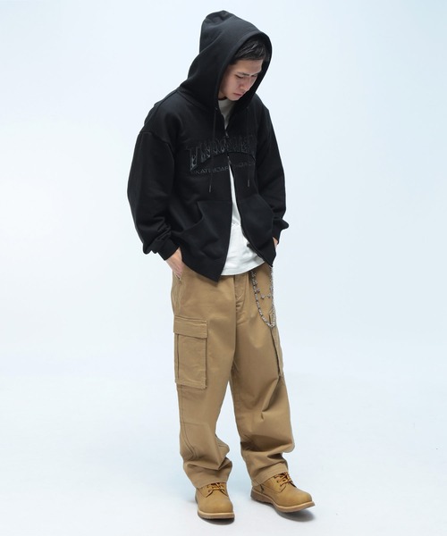 THRASHER(スラッシャー)の「THRASHER (スラッシャー) フロントロゴ ダブルジップ パーカー 長袖 フルジップ TH26SP08(パーカー・メンズ・ブラック/ブラック×シルバー/グレー/ピンク・LL/M/L)」の6枚目の写真