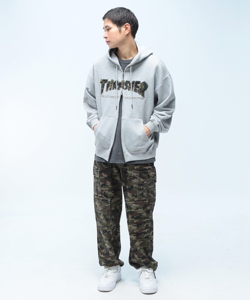 THRASHER(スラッシャー)の「THRASHER (スラッシャー) フロントロゴ ダブルジップ パーカー 長袖 フルジップ TH26SP08(パーカー・メンズ・ブラック/ブラック×シルバー/グレー/ピンク・LL/M/L)」の7枚目の写真