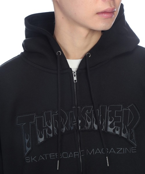 THRASHER(スラッシャー)の「THRASHER (スラッシャー) フロントロゴ ダブルジップ パーカー 長袖 フルジップ TH26SP08(パーカー・メンズ・ブラック/ブラック×シルバー/グレー/ピンク・LL/M/L)」の15枚目の写真