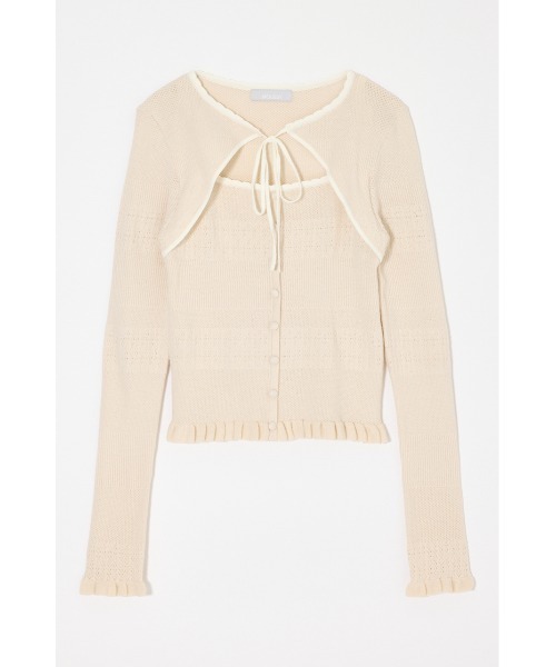 MOUSSY（マウジー）の「【26年SS新作】BOW DESIGN LAYERED ニット（ニット/セーター・レディース・グレー/ライトブルー/アイボリー/ネイビー・FREE）」の2枚目の写真