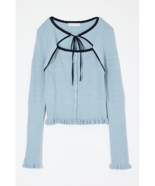 MOUSSY（マウジー）の「【26年SS新作】BOW DESIGN LAYERED ニット（ニット/セーター・レディース・グレー/ライトブルー/アイボリー/ネイビー・FREE）」の4枚目の写真