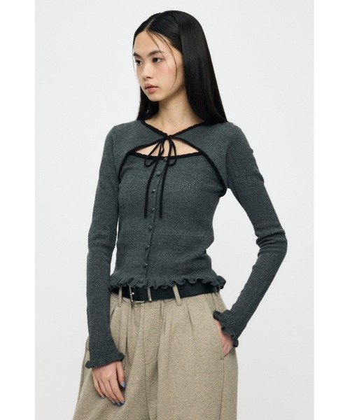 MOUSSY（マウジー）の「【26年SS新作】BOW DESIGN LAYERED ニット（ニット/セーター・レディース・グレー/ライトブルー/アイボリー/ネイビー・FREE）」の8枚目の写真