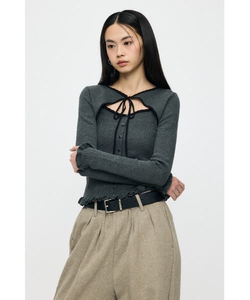 MOUSSY（マウジー）の「【26年SS新作】BOW DESIGN LAYERED ニット（ニット/セーター・レディース・グレー/ライトブルー/アイボリー/ネイビー・FREE）」の9枚目の写真