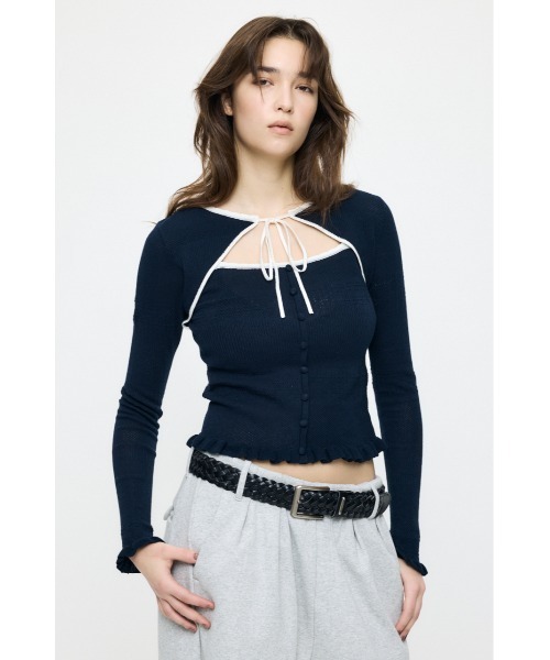 MOUSSY（マウジー）の「【26年SS新作】BOW DESIGN LAYERED ニット（ニット/セーター・レディース・グレー/ライトブルー/アイボリー/ネイビー・FREE）」の16枚目の写真