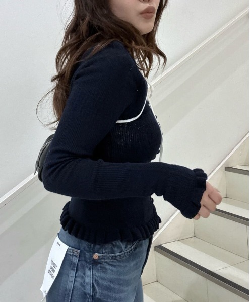 MOUSSY（マウジー）の「【26年SS新作】BOW DESIGN LAYERED ニット（ニット/セーター・レディース・グレー/ライトブルー/アイボリー/ネイビー・FREE）」の19枚目の写真