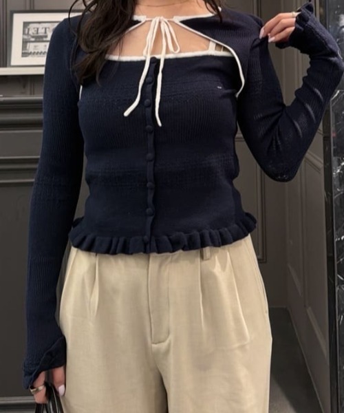 MOUSSY（マウジー）の「【26年SS新作】BOW DESIGN LAYERED ニット（ニット/セーター・レディース・グレー/ライトブルー/アイボリー/ネイビー・FREE）」の20枚目の写真