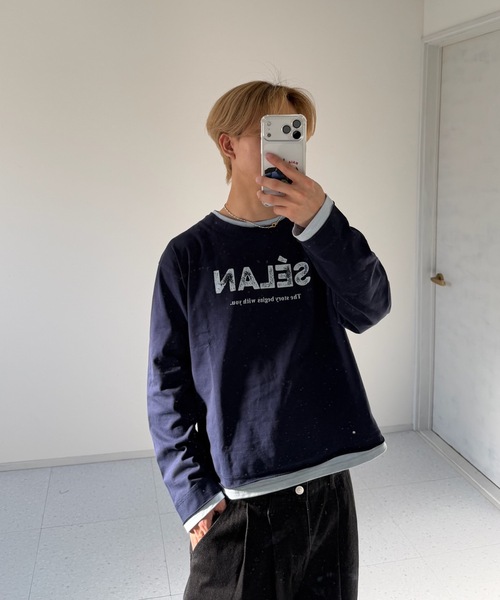 UNDERSTATEMENTs(アンダーステイトメント)の「【ユニセックス】レイヤードロゴロンT/配色/ヴィンテージ(Tシャツ/カットソー・メンズ・ネイビー/ワイン/グレー・LARGE/MEDIUM)」の22枚目の写真