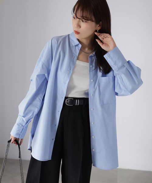Riberry(リベリー)の「オーバーサイズベーシックアソートシャツ(シャツ/ブラウス・レディース・オフホワイト/サックスブルー/ピンク/ブルー系・FREE)」の3枚目の写真