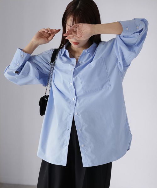 Riberry(リベリー)の「オーバーサイズベーシックアソートシャツ(シャツ/ブラウス・レディース・オフホワイト/サックスブルー/ピンク/ブルー系・FREE)」の9枚目の写真