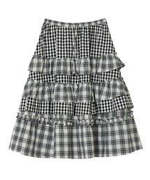 TYPESERVICE（タイプサービス）の「Voluminous Check Tier Skirt [Black]（スカート）」