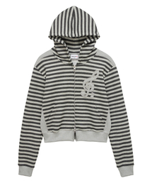 MIM the wardrobe（ミームザワードローブ）の「クレフストライプフードジップアップ_グレー/チャコール（パーカー）」