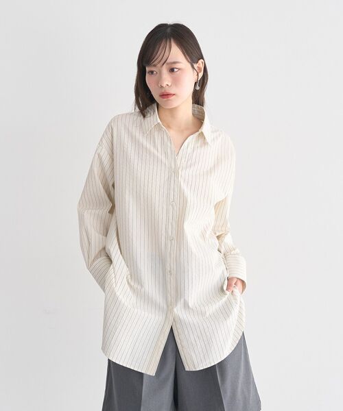 earth music&ecology（アースミュージックアンドエコロジー）の「スカーフ付きスキッパーシャツ（シャツ/ブラウス・レディース・ブラウン/ブラック/ストライプ・FREE）」の16枚目の写真