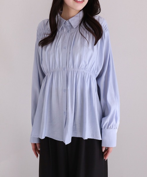 archives（アルシーヴ）の「【ＯＮかわ】シャーリングギャザーシャツ（シャツ/ブラウス・レディース・ブルー/アイボリー/ピンク・MEDIUM）」の21枚目の写真