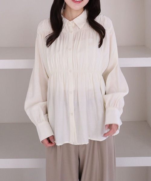 archives（アルシーヴ）の「【ＯＮかわ】シャーリングギャザーシャツ（シャツ/ブラウス・レディース・ブルー/アイボリー/ピンク・MEDIUM）」の13枚目の写真