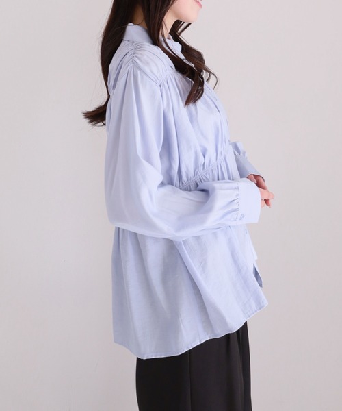 archives（アルシーヴ）の「【ＯＮかわ】シャーリングギャザーシャツ（シャツ/ブラウス・レディース・ブルー/アイボリー/ピンク・MEDIUM）」の22枚目の写真