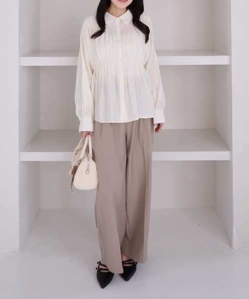 archives（アルシーヴ）の「【ＯＮかわ】シャーリングギャザーシャツ（シャツ/ブラウス・レディース・ブルー/アイボリー/ピンク・MEDIUM）」の16枚目の写真