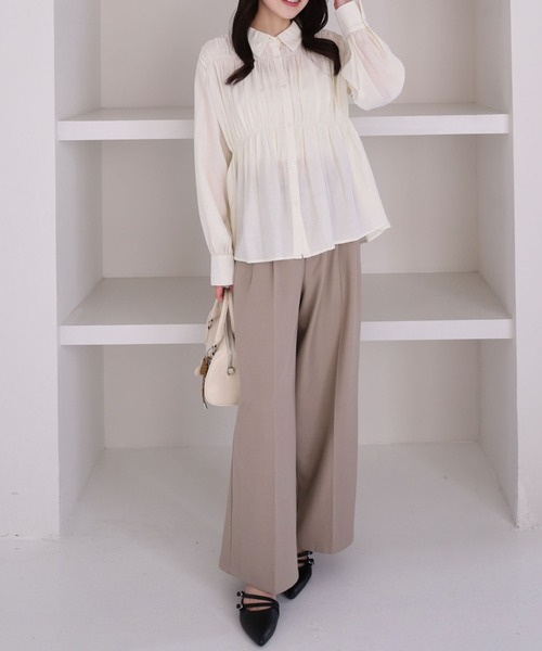 archives（アルシーヴ）の「【ＯＮかわ】シャーリングギャザーシャツ（シャツ/ブラウス・レディース・ブルー/アイボリー/ピンク・MEDIUM）」の17枚目の写真