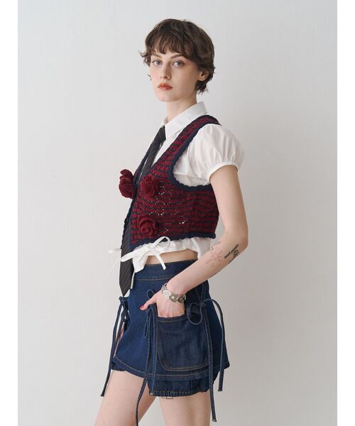 jouetie（ジュエティ）の「リボンデニムスカパン【セットアップ対応】（デニムパンツ・レディース・ブラック/インディゴブルー・MEDIUM）」の10枚目の写真