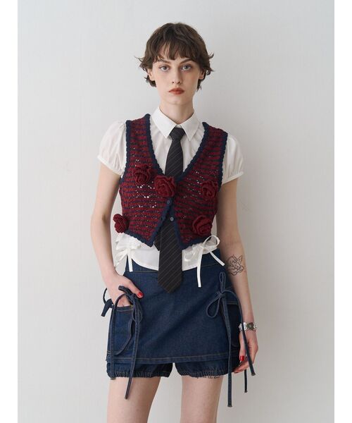 jouetie（ジュエティ）の「リボンデニムスカパン【セットアップ対応】（デニムパンツ・レディース・ブラック/インディゴブルー・MEDIUM）」の11枚目の写真