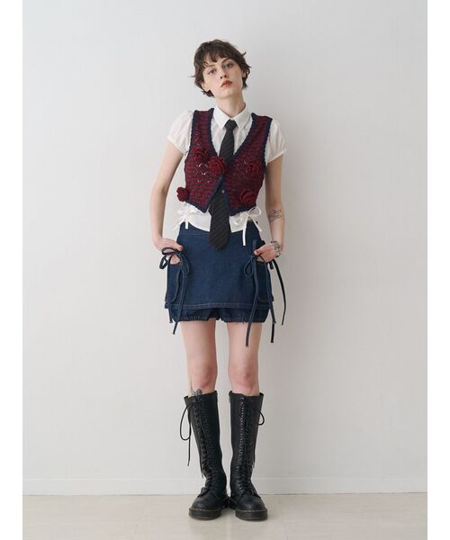 jouetie（ジュエティ）の「リボンデニムスカパン【セットアップ対応】（デニムパンツ・レディース・ブラック/インディゴブルー・MEDIUM）」の14枚目の写真