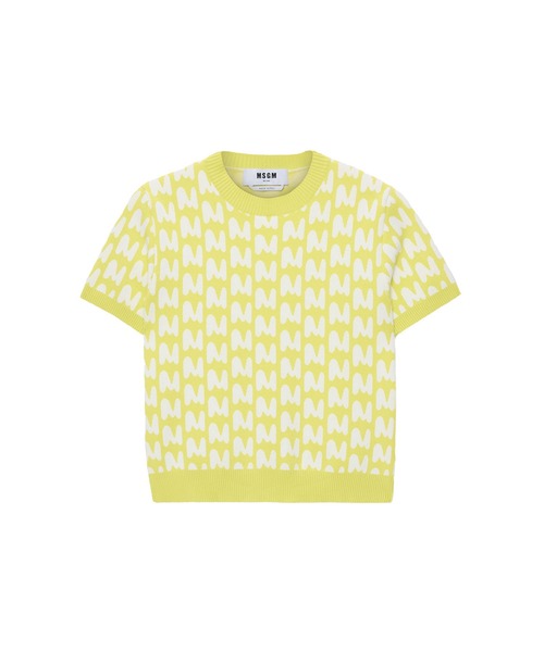 MSGM(エムエスジーエム)の「TheMwave モノグラムジャガード ニットトップ(ニット/セーター・レディース・ライム/ピンク・M)」の2枚目の写真